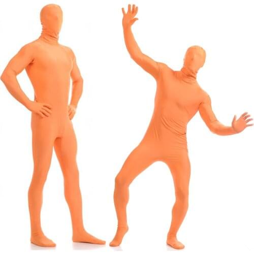 Free shipping Zentai Full Body Skin Suit Catsuit Halloween Costumes customized for open eyes mouth can add crotch zipper