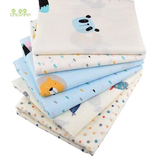 Chainho,Baby Bear Cartoon Series,Cotton Gauze Fabric,Double Layer for DIY Sewing& Quilting,Baby Bath Towel,Diapers,Bibs Material