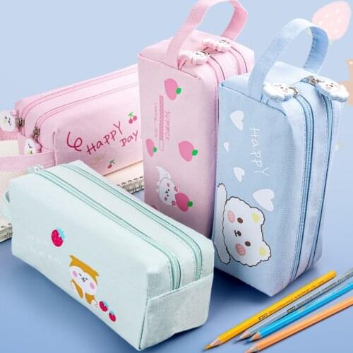 New Super Pencil Case Kawaii Large Capacity Pencilcase School Pen Case Supplies Cartoons Pencil Bag Pencils Pouch Stationery