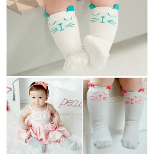 Hot sale Cute Cat Baby Knee High sock Infant Baby leg warmers Animal Toddler Baby Socks 0-4Y