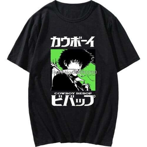 Classic Japanese Anime Cowboy Bebop Tshirt Short Sleeve Man Hip Hop T-shirt Spike Spiegel Print T Shirt Male Creativity Clothes
