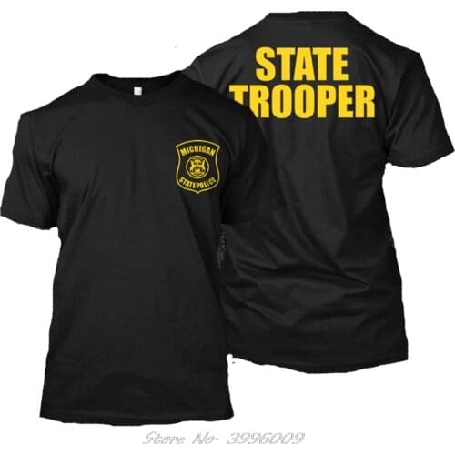 Michigan Police State Trooper Logo - Custom MenS T-Shirt Tee Mens T Shirts Fashion Men Harajuku Hip Hop Brand Mens Tees