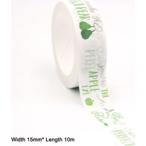 1PC 15MM*10M Perfect Green Pear Apples EYES Washi Stickers Masking Tapes Decorative DIY Stationery office supplies