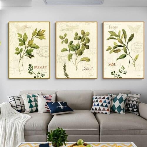 Classical Retro Creative Leaves English Hanging Painting Living Room Bedroom Company Office Store Decorative Painting Print
