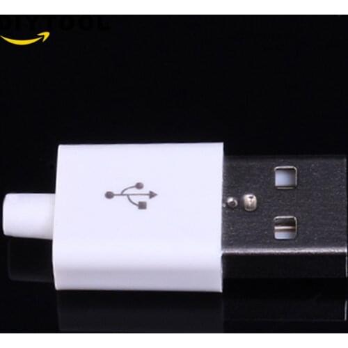 10PCS Male USB Connector Kit 5P 5pin USB 2.0 Plug Type A DIY Components White Plastic Cover