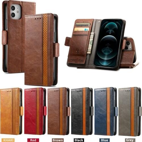 New Business Stitching Leather Case for iPhone 13 11 12 Mini Pro Max X XS XR SE 2020 6 7 8 Plus Flip Wallet Shockproof Cover