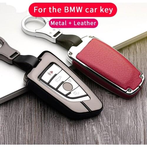 Metal leather Car Key Cover Case For BMW 1/3/5/7 Series X1 X3 X4 X5 X6 Z4 M2/3/4/5 E60/30/90 F15/16/48 520 525i M760Li 740li 730