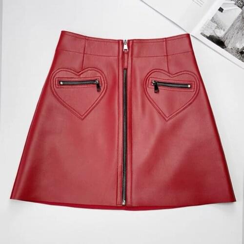 Mini Skirts Sexy Women 2021 Korean Fashion Genuine Leather Skirt High waist Plus size Streetwear