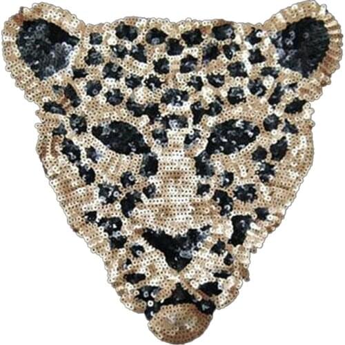 Vogue Patches Sequins Leopard head Deal With It Clothing Pattern Decoration Fashion Style DIY Large Sewing Biker Patch