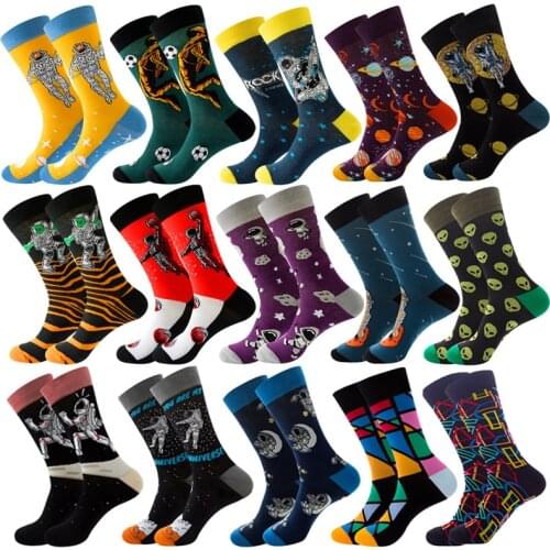 Men Novelty Design Astronaut Socks Cotton Harajuku Alien Planet Socks Women Space Happy Socks Size 36-46