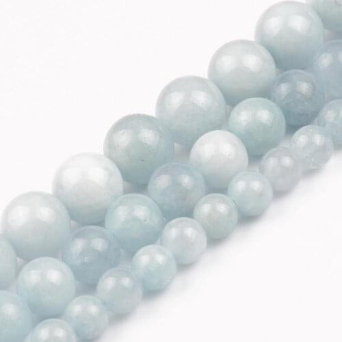 Natural Stone Blue Aquamarine Round Loose Spacer Beads for Jewelry Making Handmade Diy Charms Bracelet Necklace 6/8/10mm 15 Inch