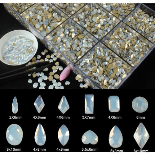New Arrival White opal Nail Art Rhinestones Crystals Gems Stones 30Pcs/100Pcs For 3D Nails Art Decorations