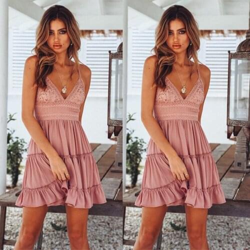 Stitching contrast lace sleeveless 5 color dress large hem dress thin Corset Stripe mini dress Slim Women Summer Party dress