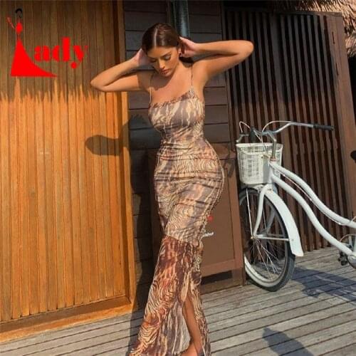 Y2K Sling Tight Mesh Summer Dress Woman Traf Robe Party Sleeve Elegant Long Dress Holiday Travel Daily Office Banquet