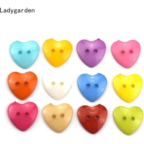 100PCS 2 Holes Heart Resin Buttons Apparel Sewing Accessories Diy Scrapbooking Crafts Button Love Heart Flatblck Craft