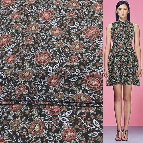 Vintage floral print silk crepe georgette fabric thick silk crepe fabric,SCG326