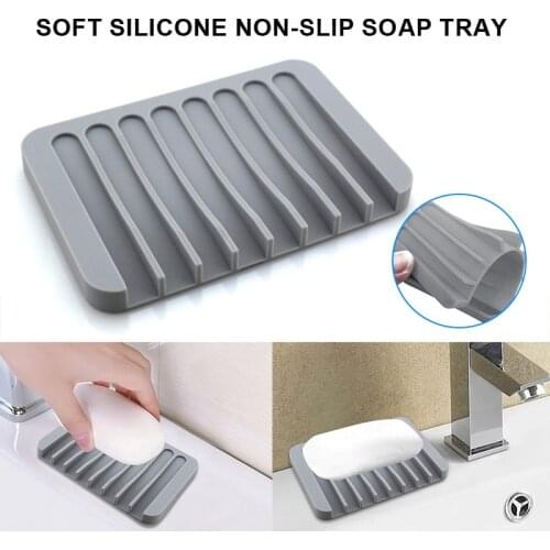 2Pcs Silicone Rubber Soap Saver Tray Case Dish Holder Stand Shower Drainer Dishes for Bar Soap Sponge Scrubber Bathroom Kitchen