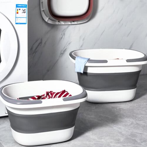 16.0L Collapsible Camping Picnic Water Bucket Plastic Foldable Dirty Laundry Basket with Handles for Home Clothing Laundry
