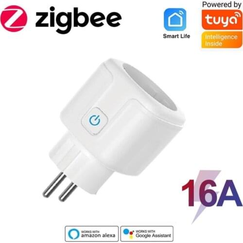 Tuya WiFi Smart Plug Socket EU 16A Power Monitor Timer Socket Smart Life APP Control Work With Alexa Google and ZigBee Gateway