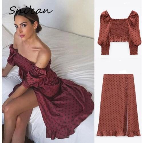 Snican Polka Dots Print Satin Blouse Fashion Ladies Sexy Blouse Za Women 2021 Short Tops Chemisier Femme Spring Blusas Mujer New