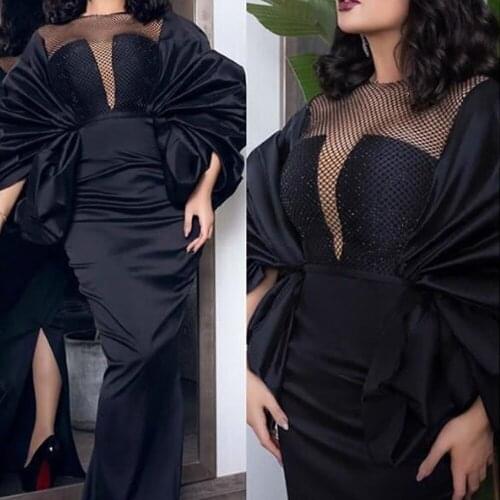 SuperKimJo Long Sleeve Black Lace Evening Dress 2020 Elegant Mermaid Cheap Formal Dresses for Women Vestido De Festa