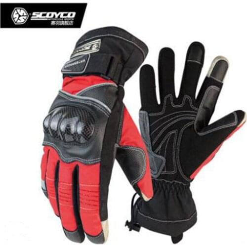 2017 Winter coldproof warm SCOYCO Motorcycle riding gloves Carbon fiber protect shells Waterproof windproof leather Moto glove
