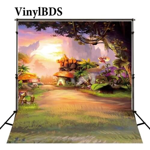 VinylBDS Background Fairy Tale Fantasy Forest Backdrop Mushroom Courtyard Backdrops Photocall Backgrounds for Photo Studio