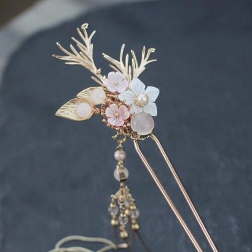 Vintage Hair Stick Elegant Hair Accessories Decorate Hairpins Tassel Wedding Jewelry Gold-plated Colourful Hairpins