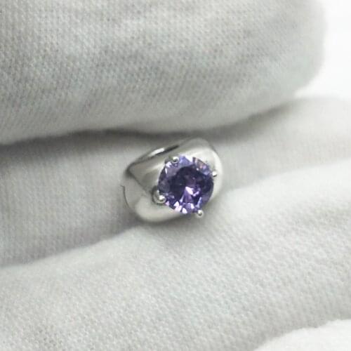 2021 Valentines Day Gift 925 Sterling Silver Colours Purple Round Solitaire Clip Womens Jewelry Factory Wholesale