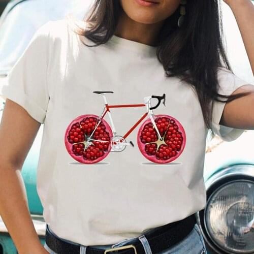 Women T-shirts Letter Fruit Funny Cute Ladies Trend Female Graphic Short Sleeve Cartoon Fashion Tee T Top Shirt Print T-Shirt