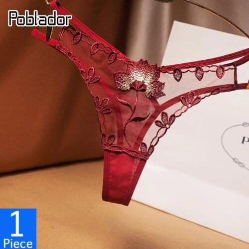 PobladorSexy Womens Lace Panties Low Waist Comfort Lady Lingerie Underwerar Seamless Thongs Female Floral G-String