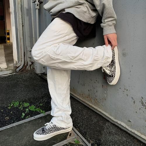 HOUZHOU High Street Style Oversize White Cargo Pants Women Hip Hop Punk Letter Black Joggers Sweatpants Wide Leg Trousers Baggy
