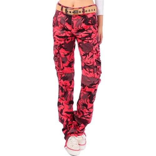 Winter Plus Size Women Multi Pocket Print Camouflage Army Military Cargo Pants Casual Hip Hop Straight Loose Trousers