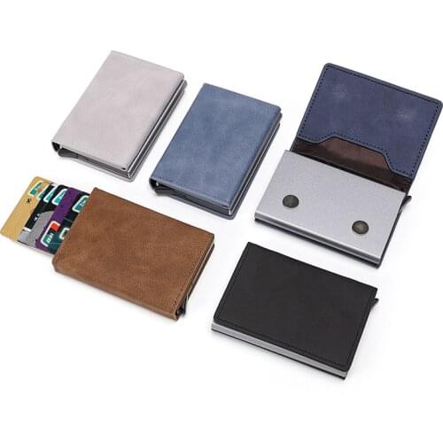 ZOVYVOL Card & Holders New PU Leater Magnetic Box RFID Blocking Mens Credit Bank Card Wallet Case Small Purse Travel Coin Use
