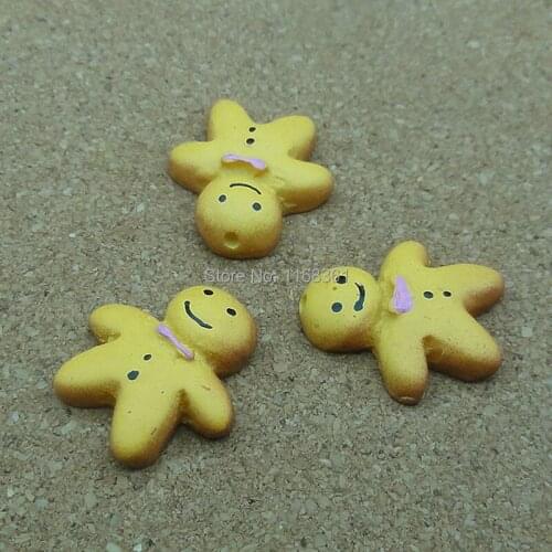 1pcs/lot resin flat back Gingerbread Man biscuit 17mm Cabochons Hair Bow Center Card Frame Making Craft DIY B108-8