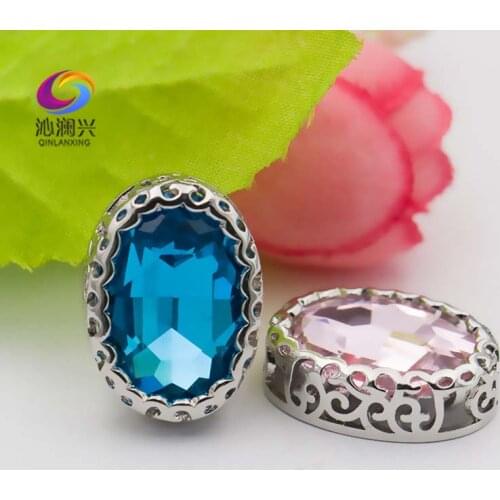 10x14mm Oval shape high quality glass crystal flatback rhinestones,Birds nest shape base sew on stones for jewelry accessories