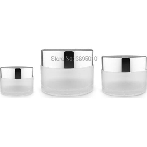 15g 30g 50g Transparent Frost Glass Make Up Cream Jar Pot Containers With UV Shining Silver Cap F906