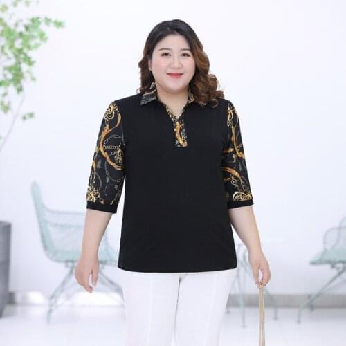 2XL To 7XL Plus Size Women Tops Three Quarter Sleeve Summer Blouses Woman Loose Casual Shirts Blusas Mujer De Moda T9334