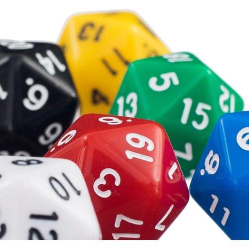 6Pcs/set 20 Sided Acrylic Dices RPG TRPG MTG D20 Dice Cubes for Roleplaying Games D&D DND - Multicolor