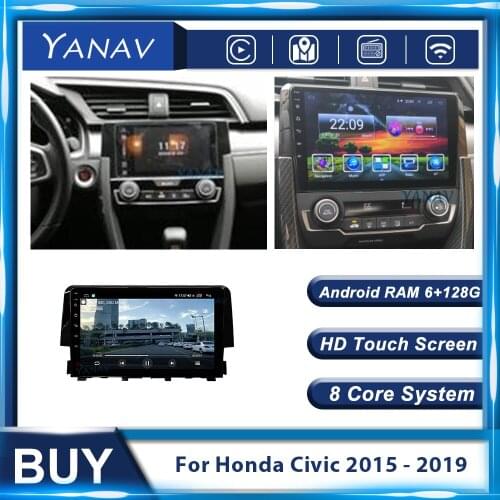 Android 2 Din Car Audio Radio GPS Navigation For Honda Civic 2015 - 2019 Video Multimedia MP3 Player Car Head Unit Touch Screen