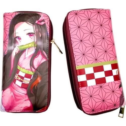 Anime Demon Slayer Women Wallet Long Cute Cartoon Zipper Clutch Purse Female Card Pouch Handbag Card Holder