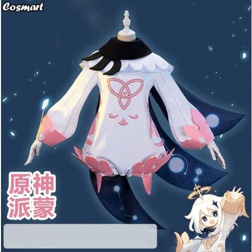 Anime Genshin Impact Traveler Paimon Lovely Bodysuit Uniform Cosplay Costume Halloween Suit For Women Outfit New 2020