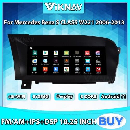 Android 11 Car Radio For Mercedes Benz S CLASS W221 2006-2013 Carplay DVD Multimedia Auto Player Vedio GPS Navigation 2din