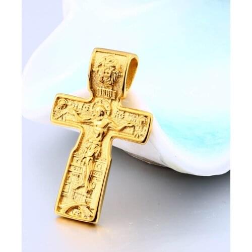 Beier 316L Stainless Steel GOLD Cross Jesus Necklace Pendant Skull Salvation for Men High Quality Jewelry LLBP8-381P
