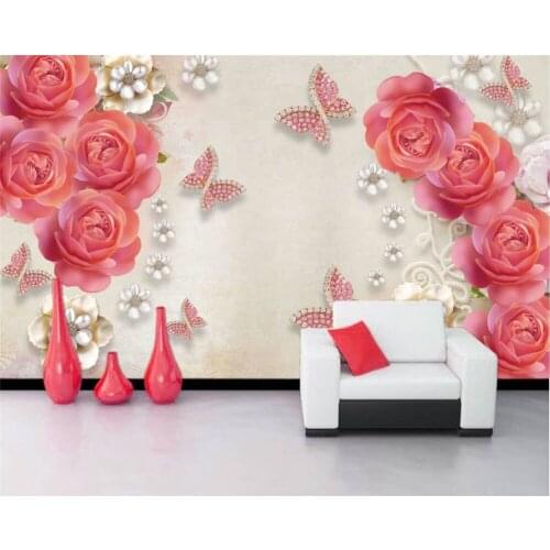 Beibehang custom Diamond flower luxury wallpapers for living room sofa TV background 3D wall covering wall paper Home Decoration