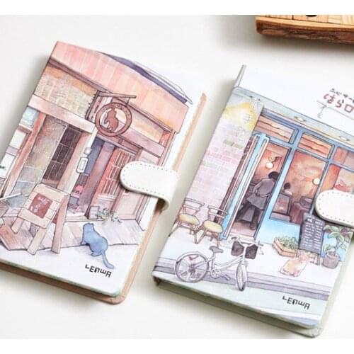 A5 Size Retro Cartoon Notebook Office Stationery Notepad Creative Students Memo Notes Delicate Diary Book Cartoon Travel Planner