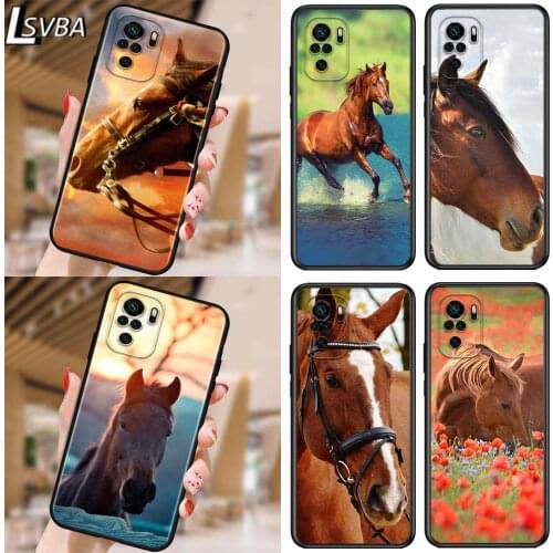 Running Horse Animal for Xiaomi Redmi Note 10 10S 9 9T 9S 9Pro Max 8T 8Pro 8 7 6 5 Pro 5A 4X 4 Soft Black Phone Case