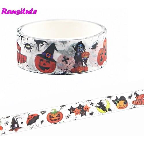 Ransitute R665 Halloween Horror Washi Tape DIY Japanese Hand Sticker Fashion Book Lace Mask Decorative Tape Gifts