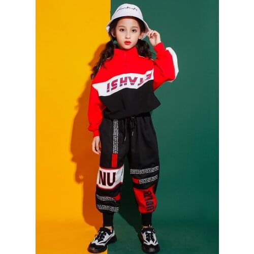 Kids Performance Hip Hop Clothing Outfits Dance Costume Girl Sweatshirt Shirt Top Jogger Pants Jazz Ballroom Dancing Street wear