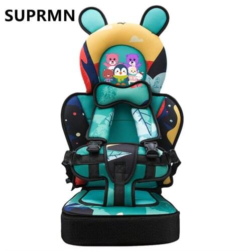 Car baby child safety seat simple fixed belt portable baby car booster cushion 0-4-12 years old portable child safety seat